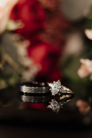 Detail Shots of different aspects of a couple’s wedding day with red, pink and green accents. Photographed by Northern Texas (DFW) photographer Hannah Lylene Photography.