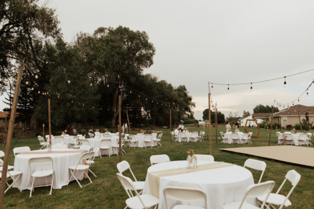 DFW-Backyard-Ceremony-All-White-Set-Up Fort Worth Backyard Wedding Ceremony Tables