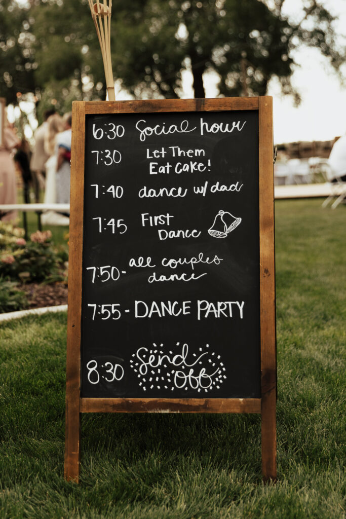 Dallas Elopement Ceremony Schedule Sign