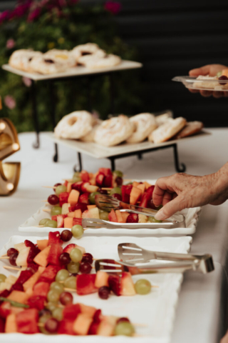 Fort-Worth-Wedding-Reception-Photographer Fruit Kebabs at Intimate Wedding Ceremony and Reception