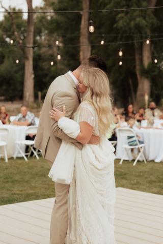 First-Dance-DFW-Outdoor-Wedding Bride and Groom have their First Dance at their DFW Intimate Wedding Elopement