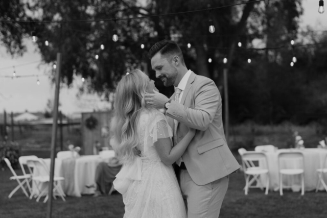 DFW-Outdoor-Elopement-Ceremony-Reception Bride and Groom have their First Dance at their DFW Intimate Wedding Elopement