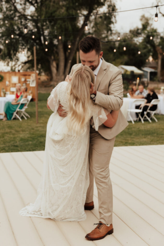 Hannah-Lylene-Outdoor-Intimate-Elopement Bride and Groom have their First Dance at their DFW Intimate Wedding Elopement