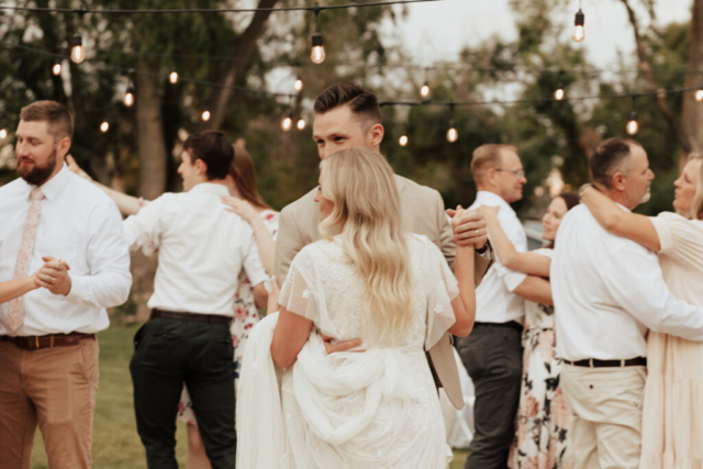 Outdoor-Dallas-Wedding-Reception-Ceremony Bride and Groom have their First Dance at their DFW Intimate Wedding Elopement