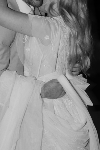 Detail-Close-Up-Direct-Flash-Wedding-Elopement Bride and Groom have their Last Dance at their DFW Intimate Wedding Elopement