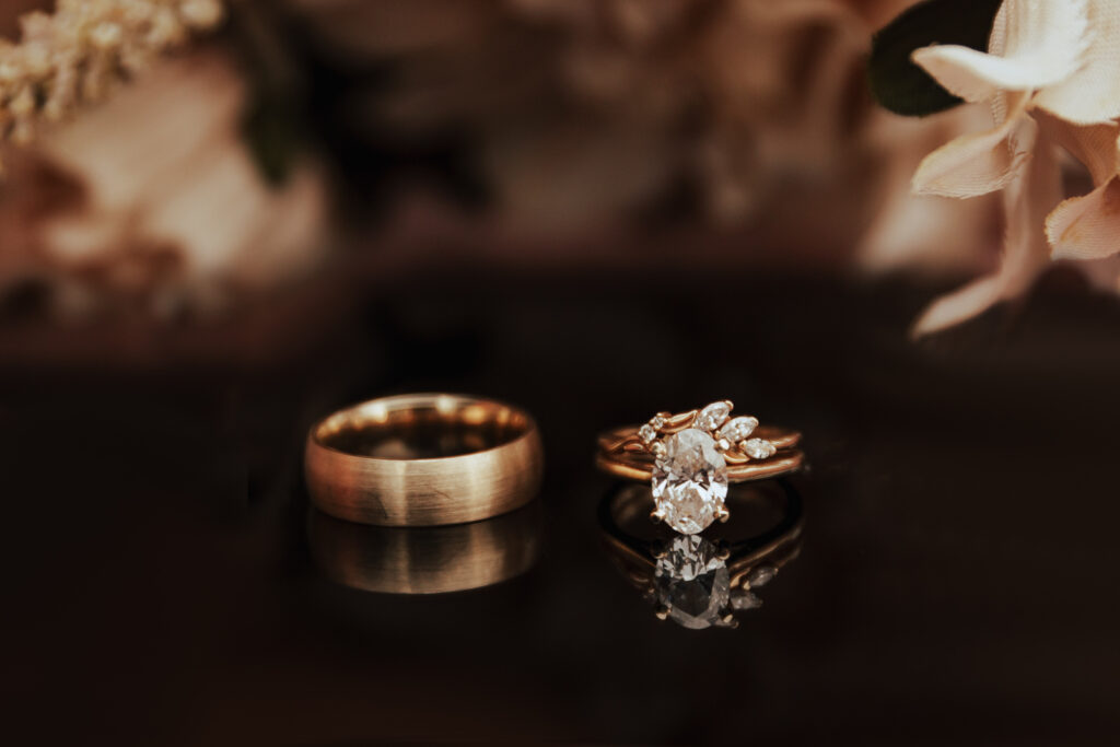 Wedding Ring Details at Fort Worth Backyard Wedding Ceremony
