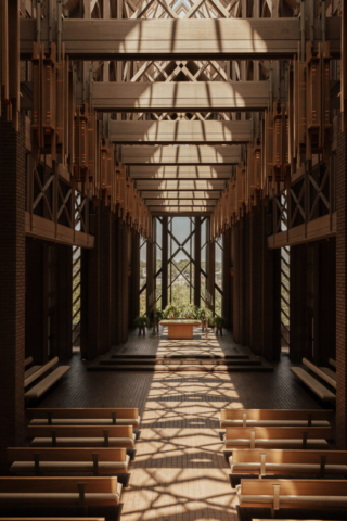 fort-worth-elopement-chapel A young bride and groom at Marty Leonard Chapel on their intimate wedding day in Fort Worth, Texas.