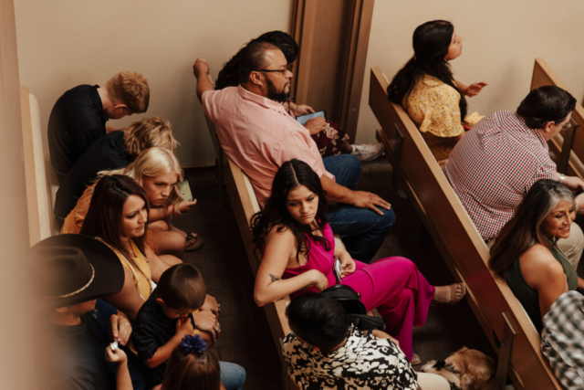 Hannah-Lylene-Dallas-Fort-Worth-Photographer-6209 A young bride and groom at Marty Leonard Chapel on their intimate wedding day in Fort Worth, Texas.