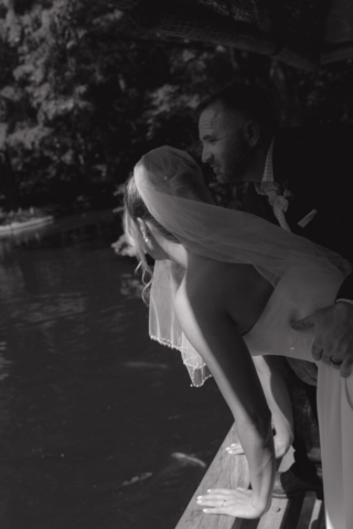 A young bride and groom at the Fort Worth Botanical Gardens on their intimate elopement wedding day in Fort Worth, Texas.