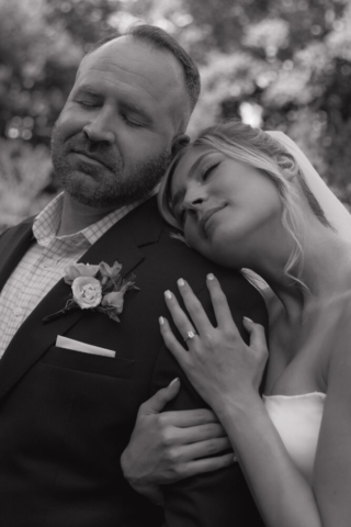 A young bride and groom at the Fort Worth Botanical Gardens on their intimate elopement wedding day in Fort Worth, Texas.