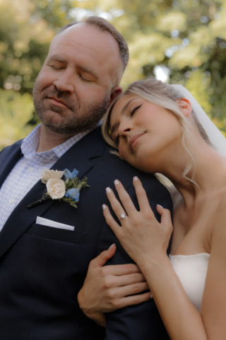 A young bride and groom at the Fort Worth Botanical Gardens on their intimate elopement wedding day in Fort Worth, Texas.