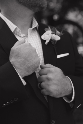 A young bride and groom at the Fort Worth Botanical Gardens on their intimate elopement wedding day in Fort Worth, Texas.