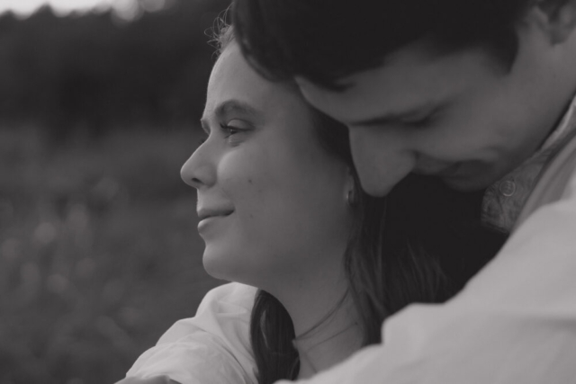 A young couple take their documentary and romantic engagement photos by a Texas DFW cinematic, moody, documentary style photographer.