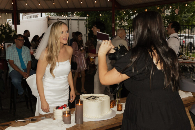 A bride and groom have a candid documentary elopement wedding ceremony in Dallas, Texas, followed by modern classy bridal portraits and candid photos while interacting with their reception guests.