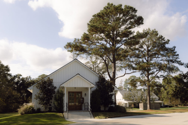 A bride and groom have a candid documentary elopement wedding ceremony in Houston, Texas at the Addison Woods Wedding Venue followed by modern classy bridal portraits and candid photos while interacting with their reception guests.