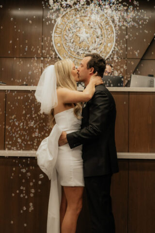 Hannah-Lylene-Dallas-Fort-Worth-Photographer-8514 A bride and groom have a candid documentary elopement wedding ceremony in Dallas, Texas, followed by modern classy bridal portraits and candid photos while interacting with their reception guests.