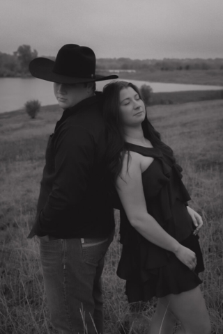 A young couple take their documentary and romantic engagement photos by a Texas DFW cinematic, moody, documentary style photographer.