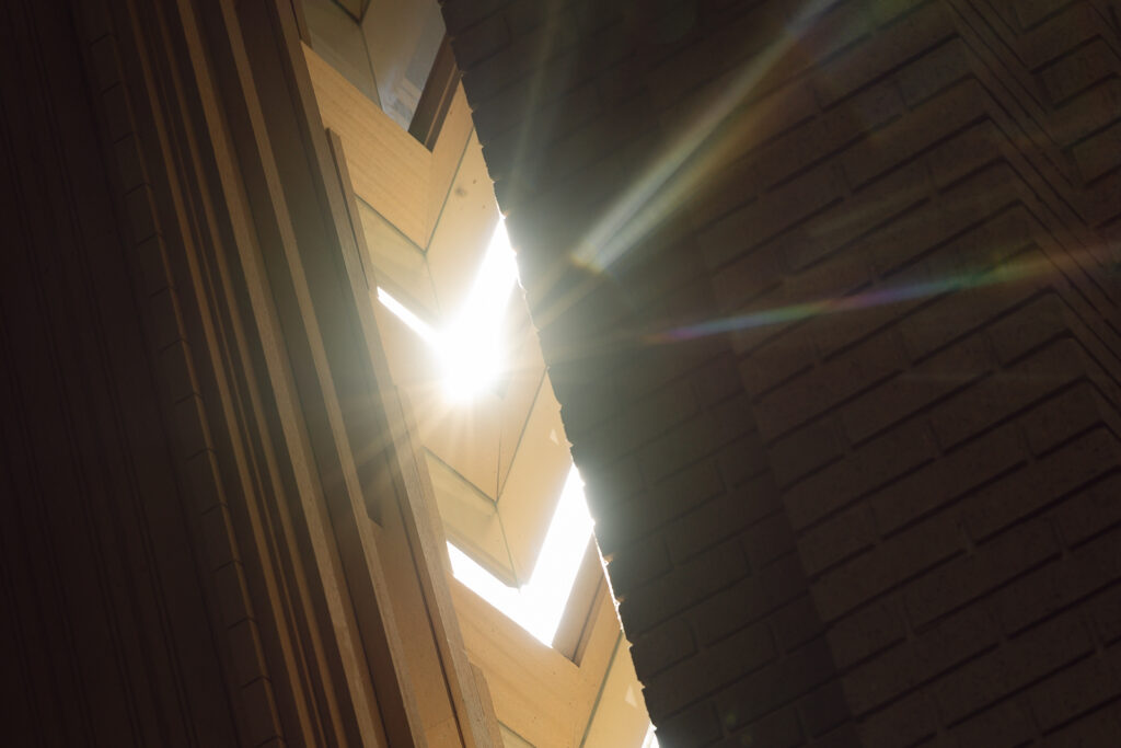 rainbow-flare-detail A young couple gets married at the Marty Leonard Chapel in Fort Worth, Texas by a documentary wedding photographer ( Hannah Lylene Photography)