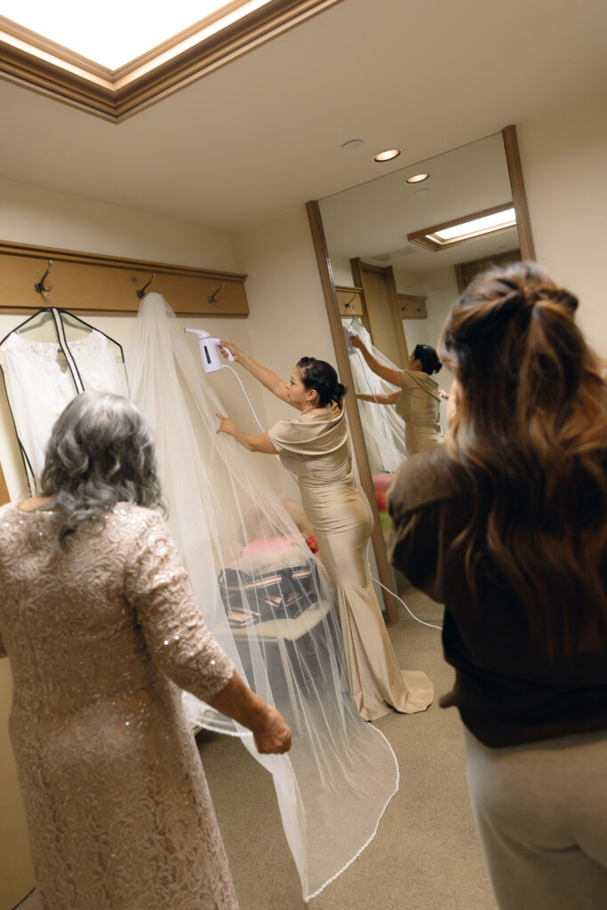 fort-worth-wedding-dress A young couple gets married at the Marty Leonard Chapel in Fort Worth, Texas by a documentary wedding photographer ( Hannah Lylene Photography)