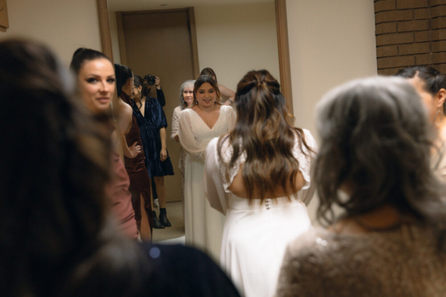 A young couple has their intimate wedding at the Marty Leonard Chapel in Fort Worth, Texas by a Texas DFW documentary wedding photographer ( Hannah Lylene Photography)