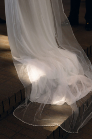 A young couple has their intimate wedding at the Marty Leonard Chapel in Fort Worth, Texas by a Texas DFW documentary wedding photographer ( Hannah Lylene Photography)