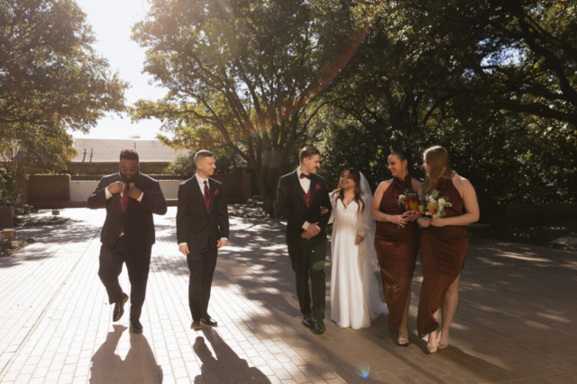 A young couple has their intimate wedding at the Marty Leonard Chapel in Fort Worth, Texas by a Texas DFW documentary wedding photographer ( Hannah Lylene Photography)