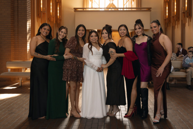 A young couple has their intimate wedding at the Marty Leonard Chapel in Fort Worth, Texas by a Texas DFW documentary wedding photographer ( Hannah Lylene Photography)