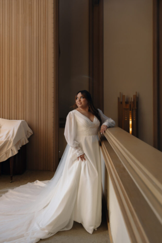 A young couple has their intimate wedding at the Marty Leonard Chapel in Fort Worth, Texas by a Texas DFW documentary wedding photographer ( Hannah Lylene Photography)