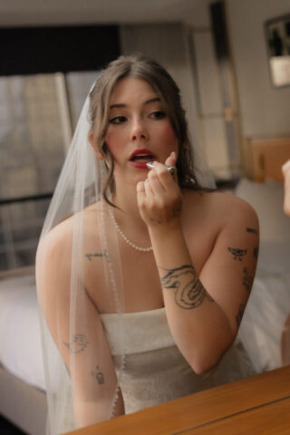 Documentary-style, true-to-color wedding photos from a unique Texas wedding at The Wild Detectives Bookstore in Dallas and The Thompson Hotel. Captured by a DFW wedding photographer, highlighting candid moments and cinematic charm.