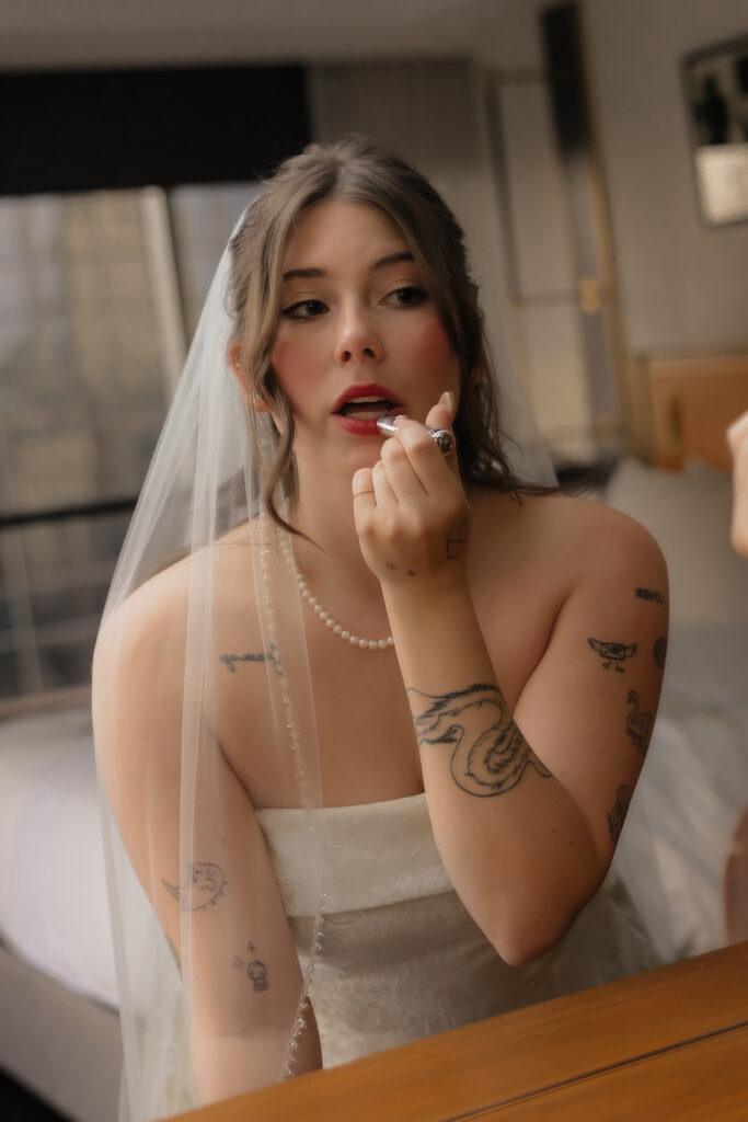 Documentary-style, true-to-color wedding photos from a unique Texas wedding at The Wild Detectives Bookstore in Dallas and The Thompson Hotel. Captured by a DFW wedding photographer, highlighting candid moments and cinematic charm.