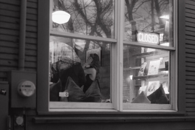 Documentary-style, true-to-color wedding photos from a unique Texas wedding at The Wild Detectives Bookstore in Dallas and The Thompson Hotel. Captured by a DFW wedding photographer, highlighting candid moments and cinematic charm.