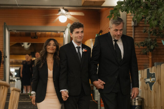 Documentary-style, true-to-color wedding photos from a unique Texas wedding at The Wild Detectives Bookstore in Dallas and The Thompson Hotel. Captured by a DFW wedding photographer, highlighting candid moments and cinematic charm.