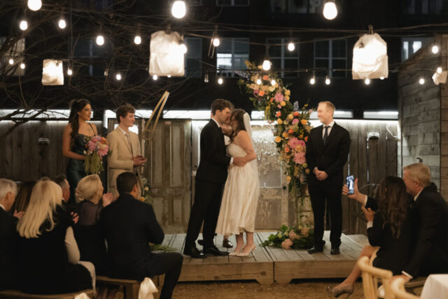 Documentary-style, true-to-color wedding photos from a unique Texas wedding at The Wild Detectives Bookstore in Dallas and The Thompson Hotel. Captured by a DFW wedding photographer, highlighting candid moments and cinematic charm.