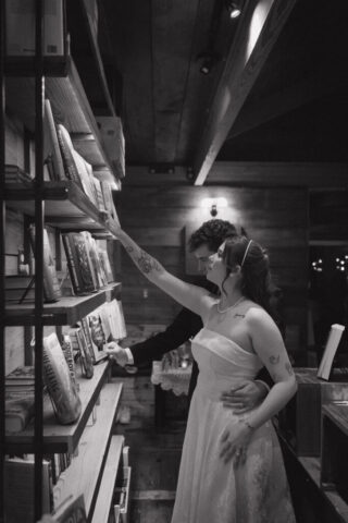 Documentary-style, true-to-color wedding photos from a unique Texas wedding at The Wild Detectives Bookstore in Dallas and The Thompson Hotel. Captured by a DFW wedding photographer, highlighting candid moments and cinematic charm.