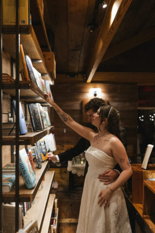 Documentary-style, true-to-color wedding photos from a unique Texas wedding at The Wild Detectives Bookstore in Dallas and The Thompson Hotel. Captured by a DFW wedding photographer, highlighting candid moments and cinematic charm.
