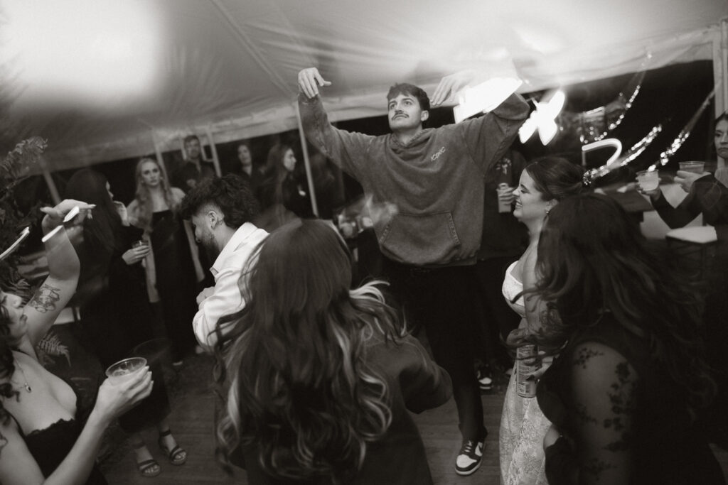 Group of people dancing at a party